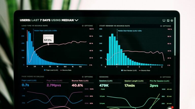 Analytics dashboard with charts on a dark screen