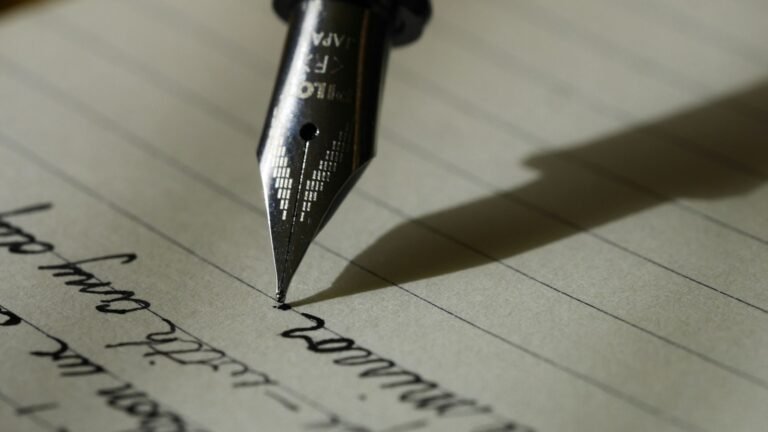 Fountain pen writing on lined paper